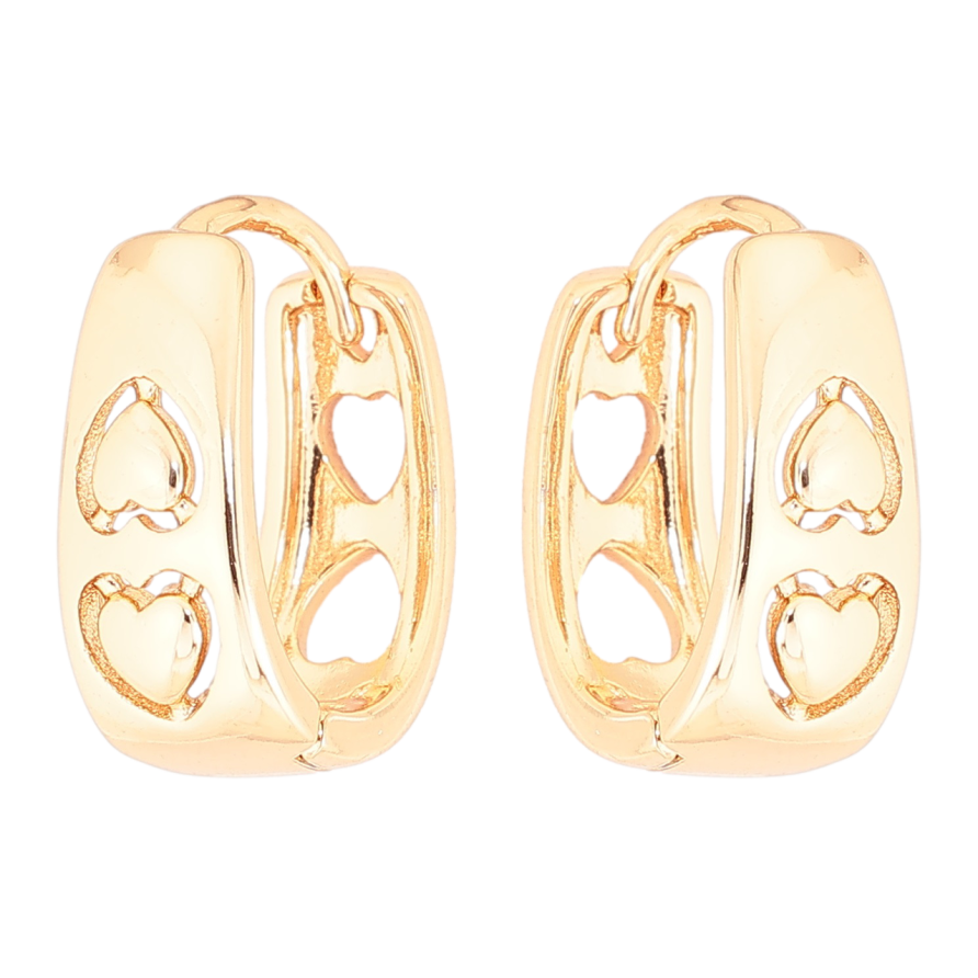 Серьги Xuping Позолота 18K колечки Узор сердечки фото №1