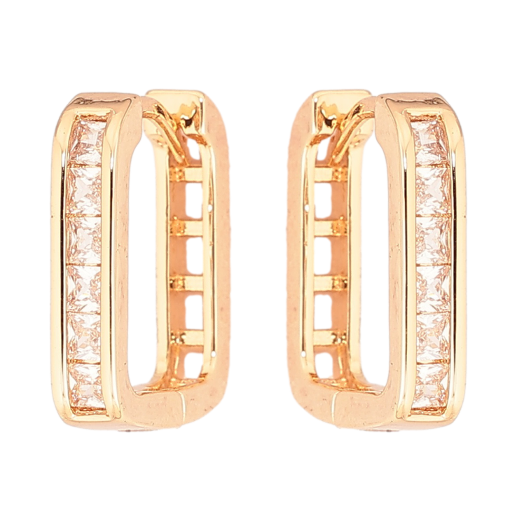 Серьги Xuping Позолота 18K колечки Кристальные дорожки фото №9