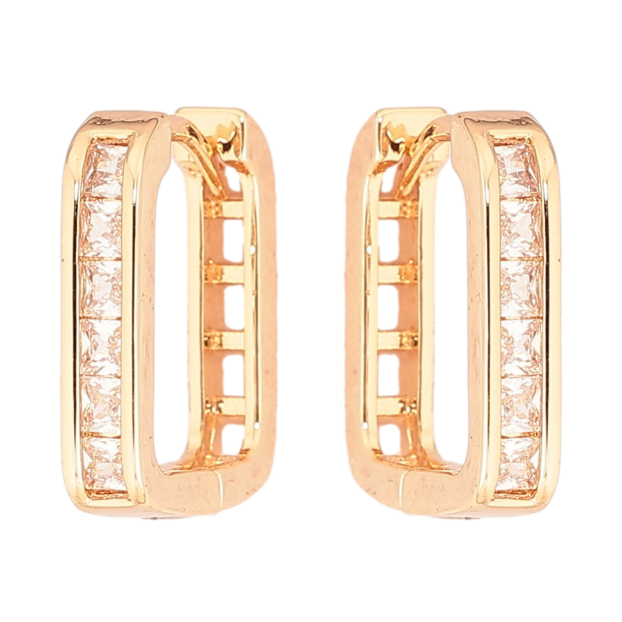 Серьги Xuping Позолота 18K колечки Кристальные дорожки фото №1