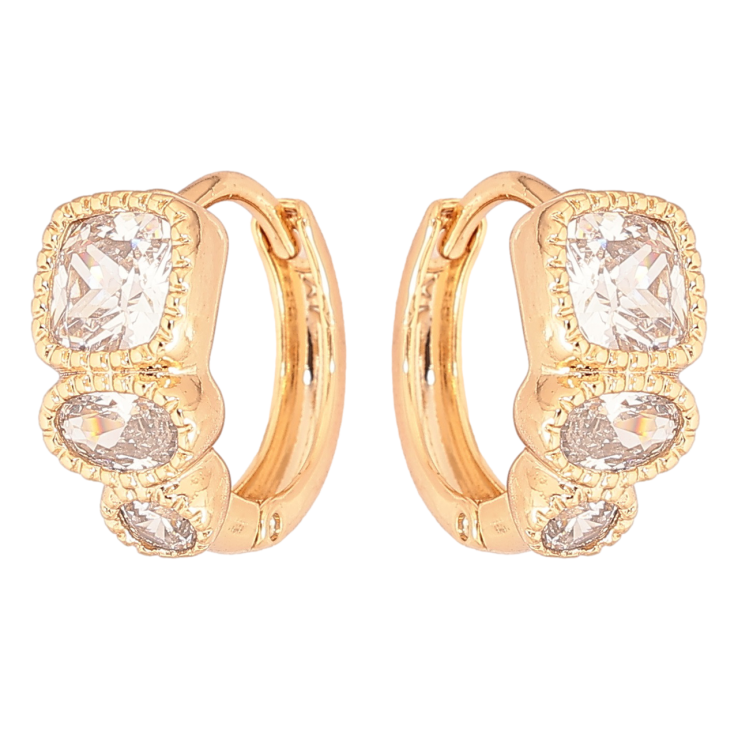 Сережки Xuping Позолота 18K колечка «Три кристали» фото №21