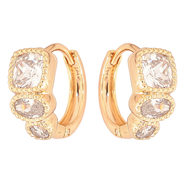 Сережки Xuping Позолота 18K колечка «Три кристали» фото №1