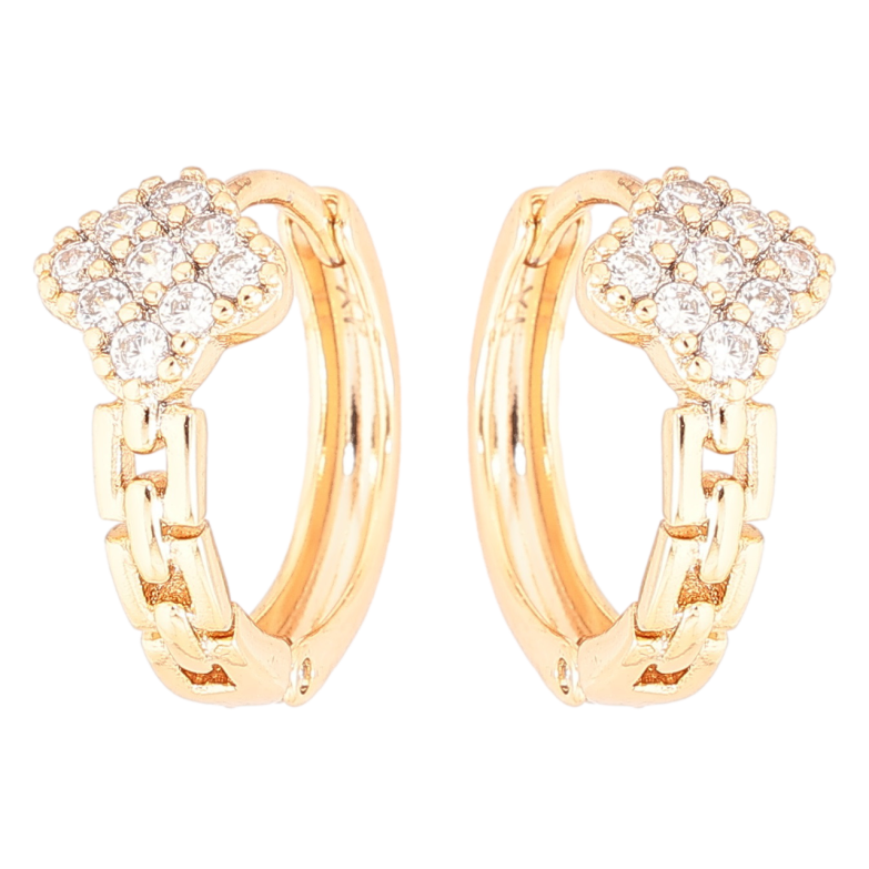 Сережки Xuping Позолота 18K колечка «Декоративний візерунок з кристалами» фото №3