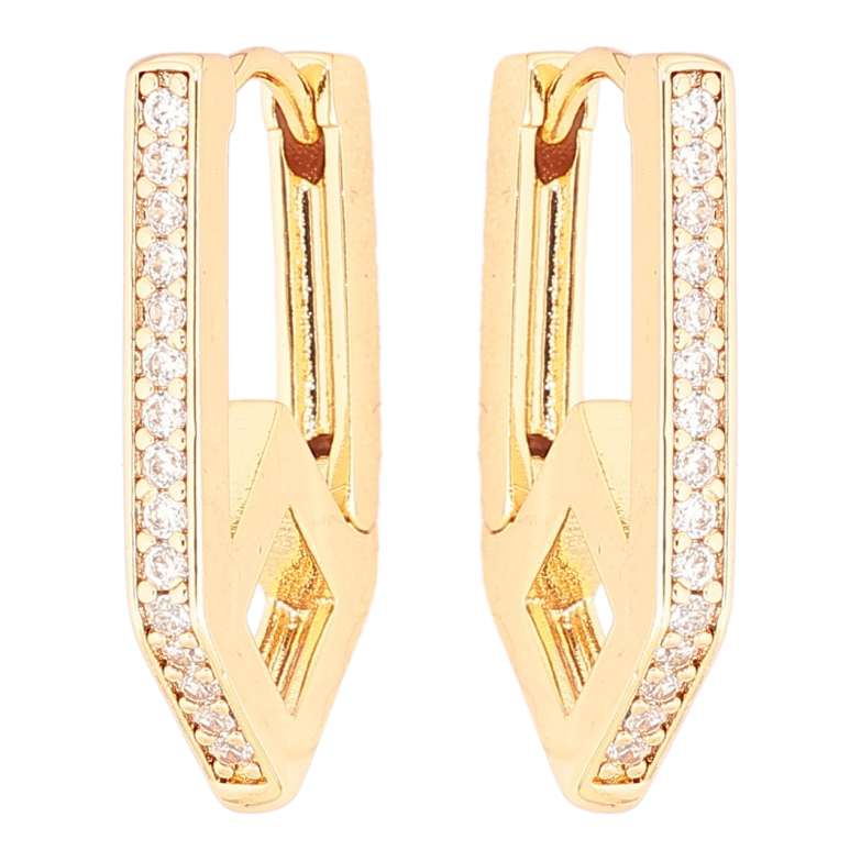 Сережки Xuping Позолота 18K колечка «Доріжки кристалів» фото №3