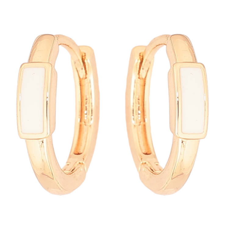 Серьги Xuping Позолота 18K колечки Узор с белой эмалью фото №19