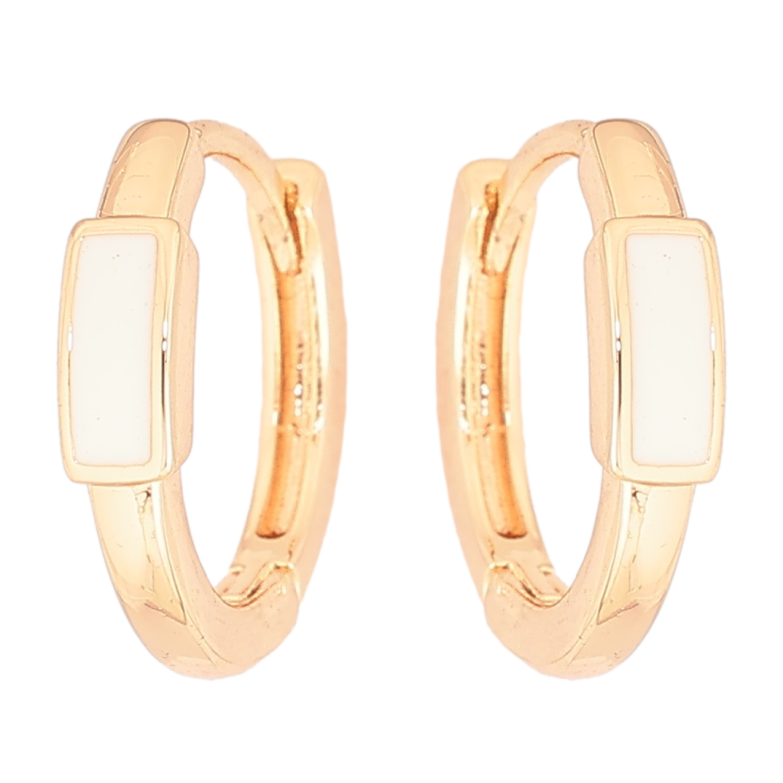 Сережки Xuping Позолота 18K колечка «Візерунок з білою емаллю» фото №4