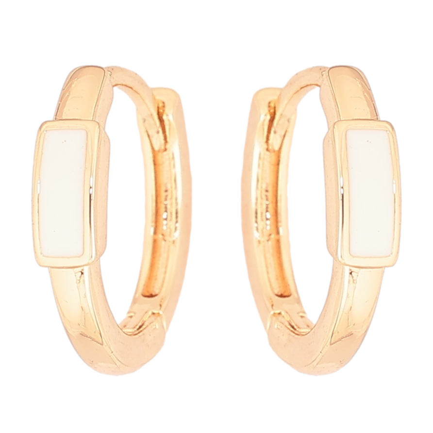 Серьги Xuping Позолота 18K колечки Узор с белой эмалью фото №1