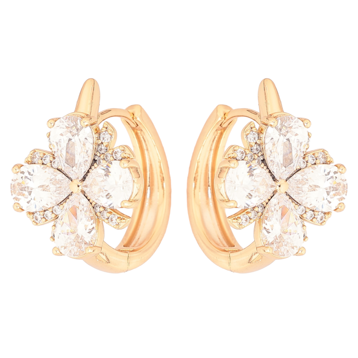 Серьги Xuping Позолота 18K колечки Кристальные цветочки фото №23