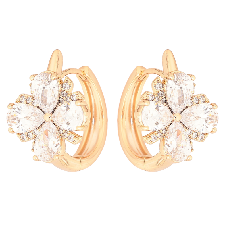 Серьги Xuping Позолота 18K колечки Кристальные цветочки фото №12