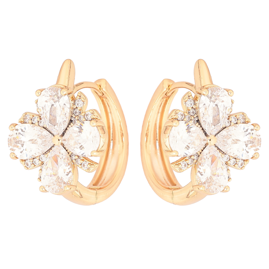 Серьги Xuping Позолота 18K колечки Кристальные цветочки фото №1