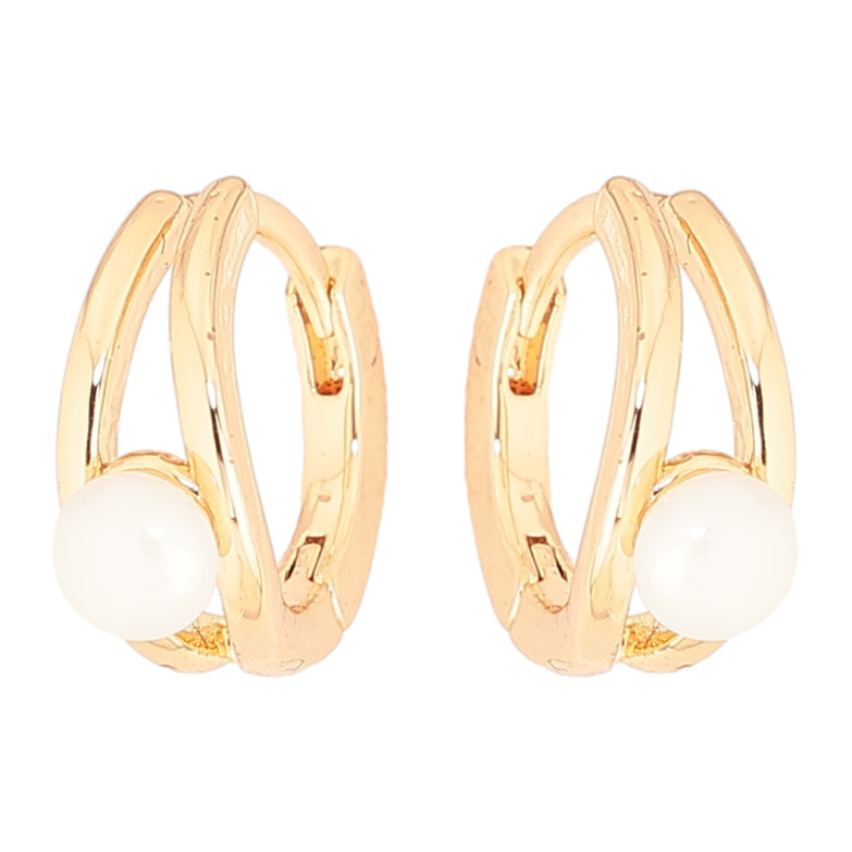 Сережки Xuping Позолота 18K колечка «Візерунок з перлинами» фото №1