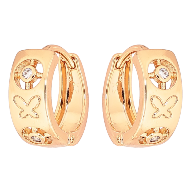 Серьги Xuping Позолота 18K колечки Декоративный узор с кристаллами и бабочками фото №23