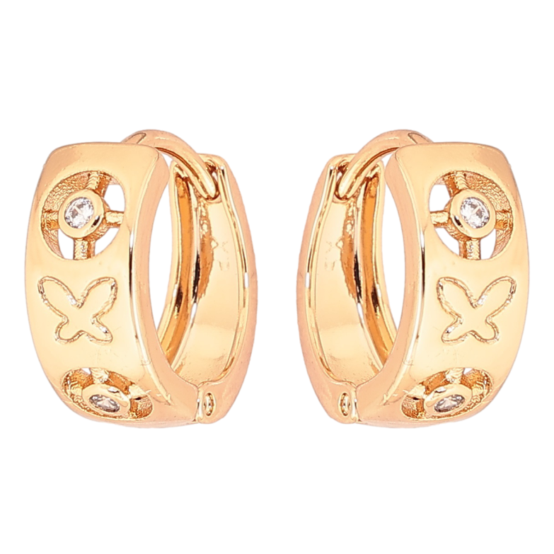 Серьги Xuping Позолота 18K колечки Декоративный узор с кристаллами и бабочками фото №14