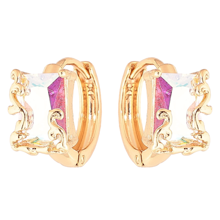 Серьги Xuping Позолота 18K колечки Радужные кристаллы фото №4