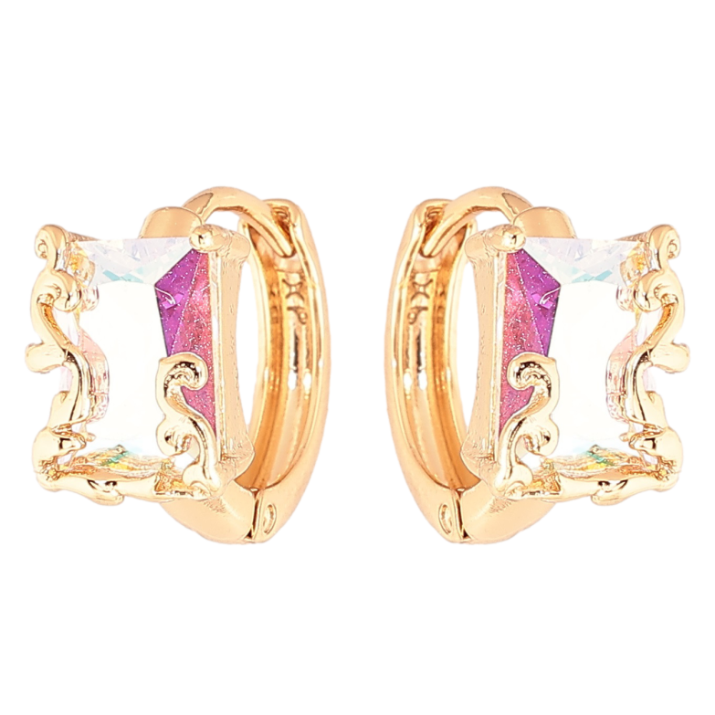 Серьги Xuping Позолота 18K колечки Радужные кристаллы фото №1