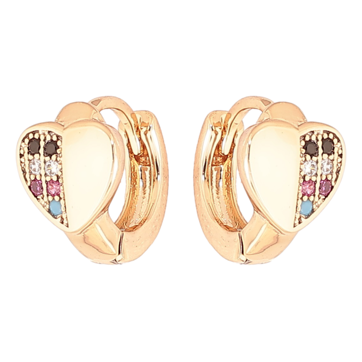 Серьги Xuping Позолота 18K колечки Сердечки с разноцветными кристаллами фото №22