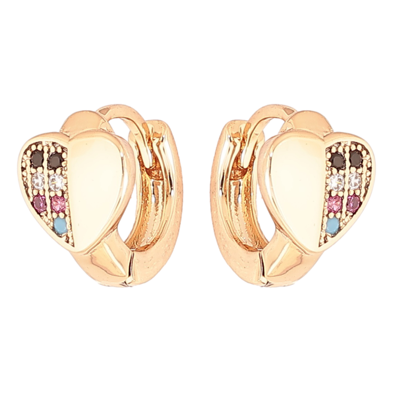 Сережки Xuping Позолота 18K колечка «Сердечка з різнокольоровими кристалами» фото №1