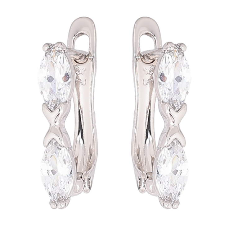 Серьги Xuping Родий английский замок Два кристалла фото №20