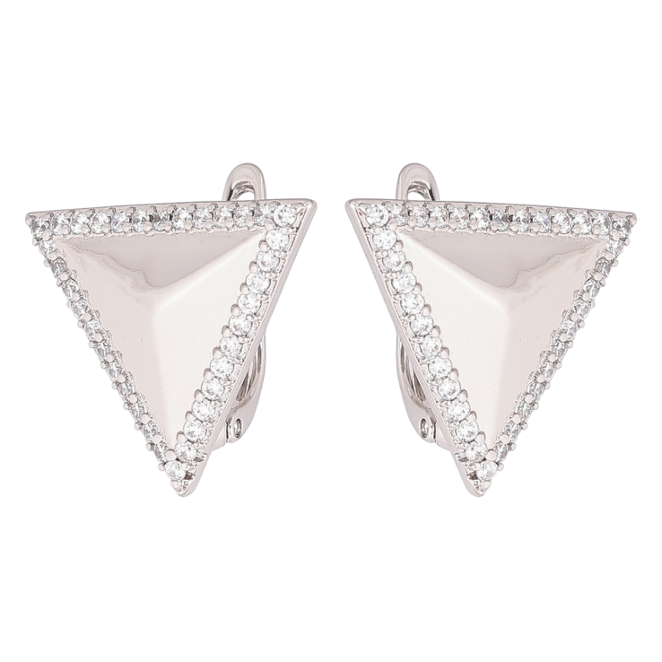 Сережки Xuping Родій англійський замок «Трикутники з кристалами» фото №3