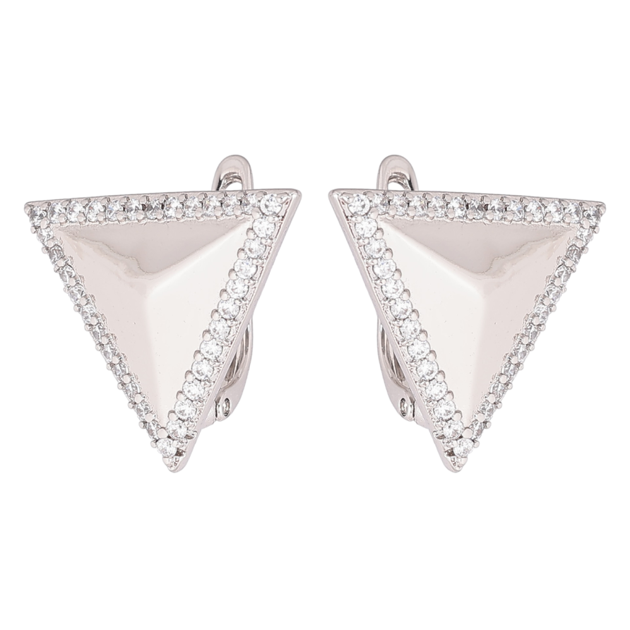 Сережки Xuping Родій англійський замок «Трикутники з кристалами» фото №1