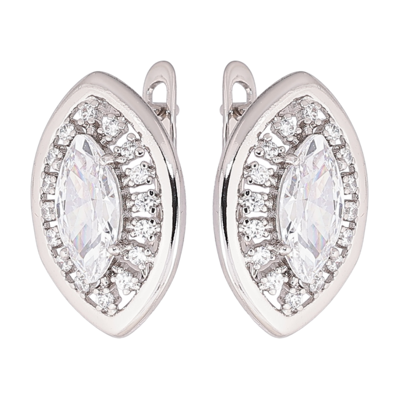 Серьги Xuping Родий английский замок Узор с кристаллами фото №1