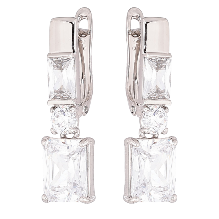 Серьги Xuping Родий английский замок Кристальные подвески фото №17