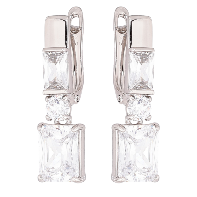 Сережки Xuping Родій англійський замок «Кристальні підвіски» фото №1