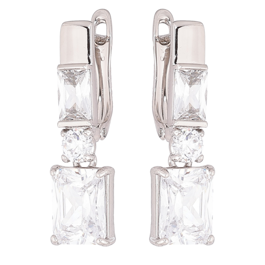 Серьги Xuping Родий английский замок Кристальные подвески фото №1