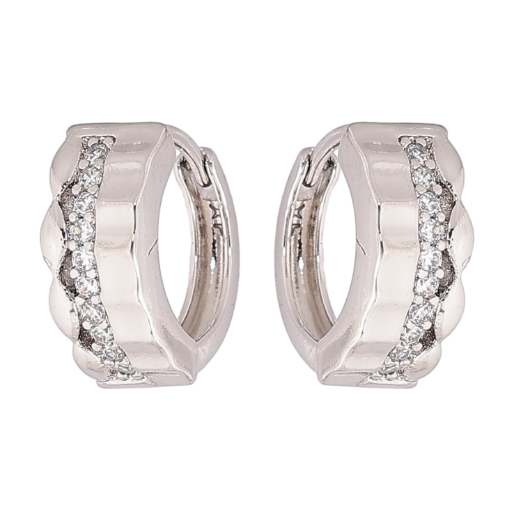 Серьги Xuping Родий колечки Декоративный узор с кристальным дорожками фото №15