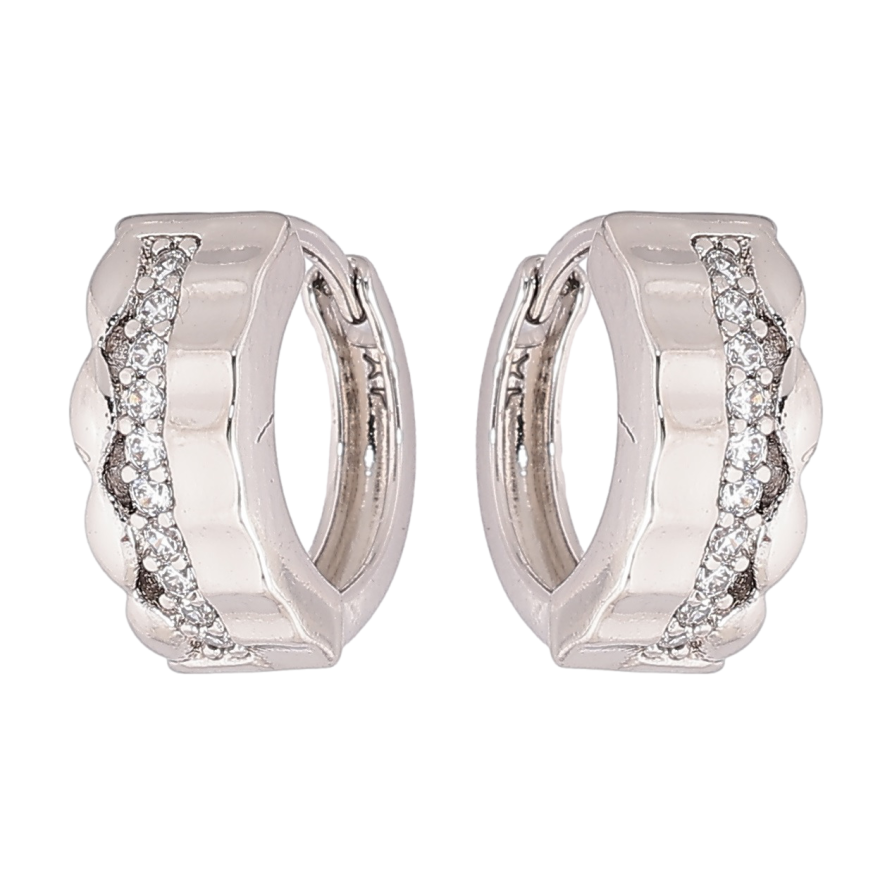 Серьги Xuping Родий колечки Декоративный узор с кристальным дорожками фото №1