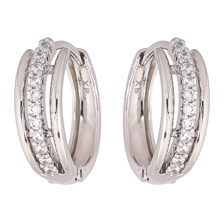 Серьги Xuping Родий колечки Узор с дорожкам кристаллов фото №12