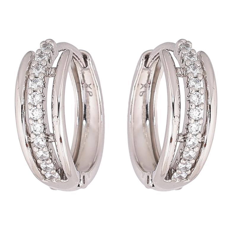 Сережки Xuping Родій колечка «Візерунок з доріжками кристалів» фото №1