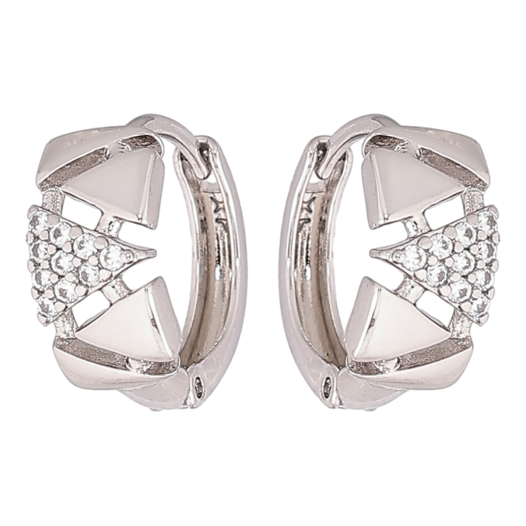 Серьги Xuping Родий колечки Треугольники с кристаллами фото №11