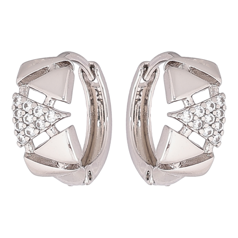 Серьги Xuping Родий колечки Треугольники с кристаллами фото №1