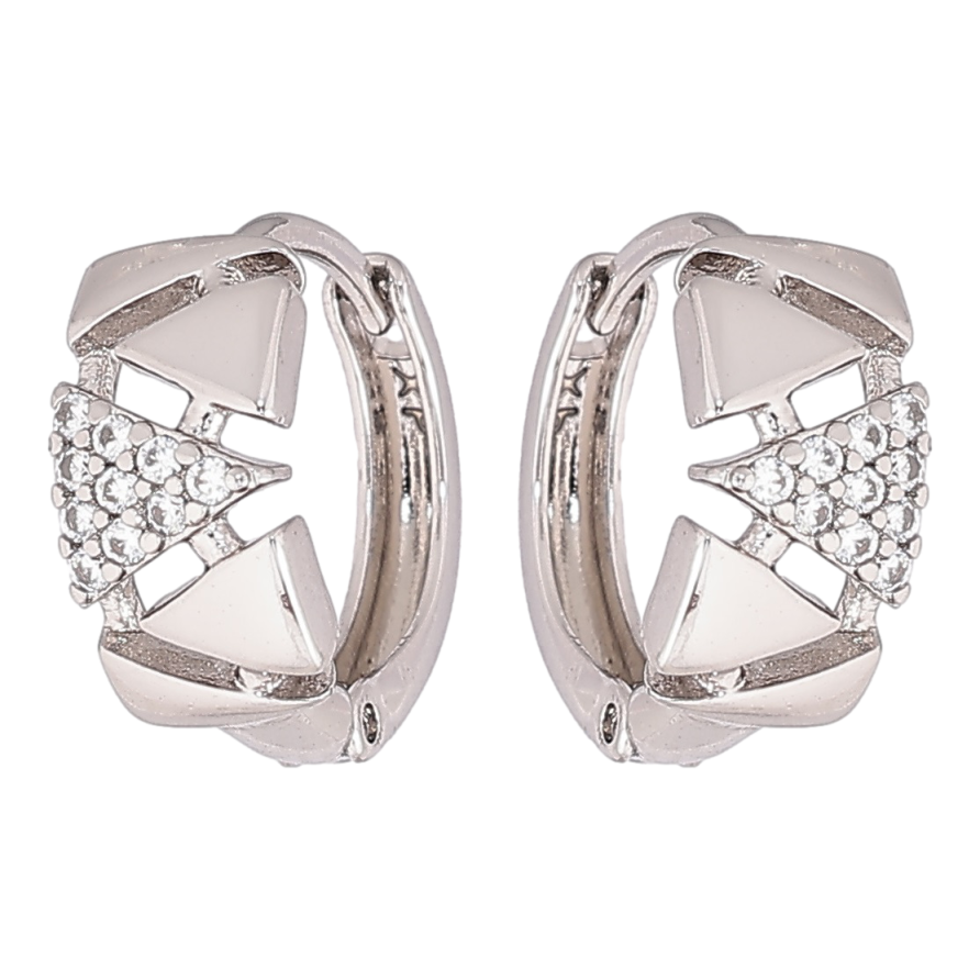 Серьги Xuping Родий колечки Треугольники с кристаллами фото №1