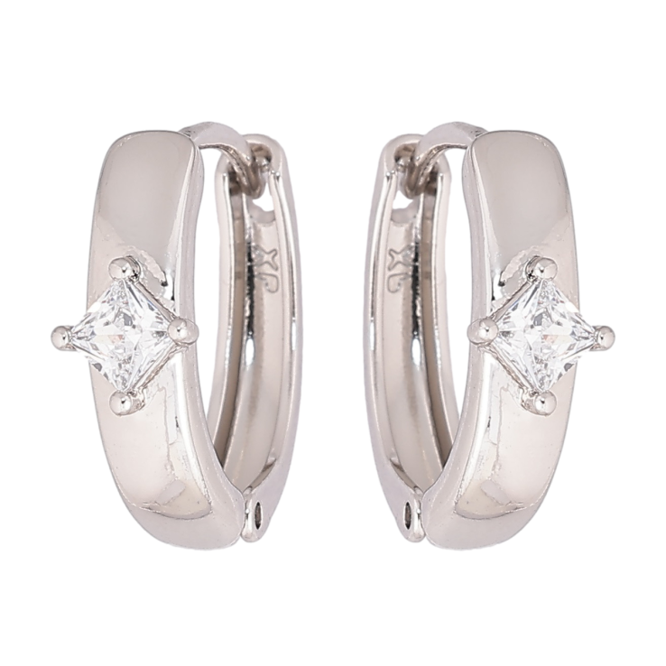 Сережки Xuping Родій колечка «Візерунок з кристалами» фото №19