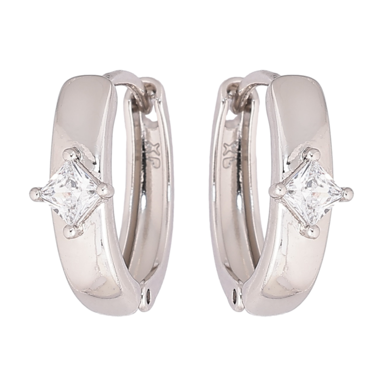 Сережки Xuping Родій колечка «Візерунок з кристалами» фото №2