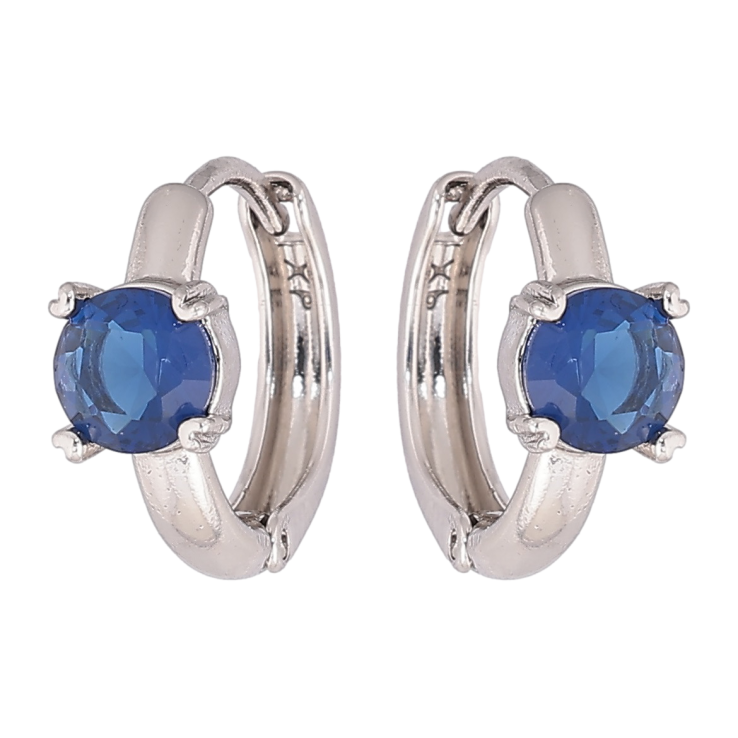 Серьги Xuping Родий колечки Синие кристаллы фото №12