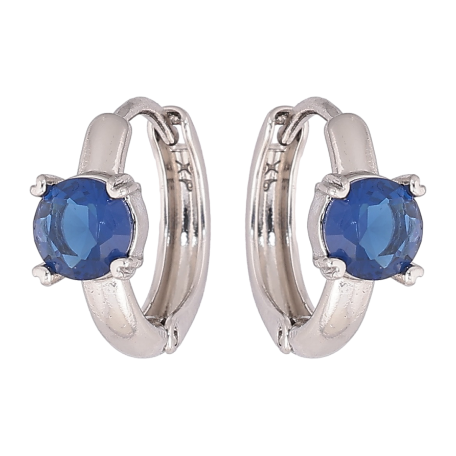 Серьги Xuping Родий колечки Синие кристаллы фото №1