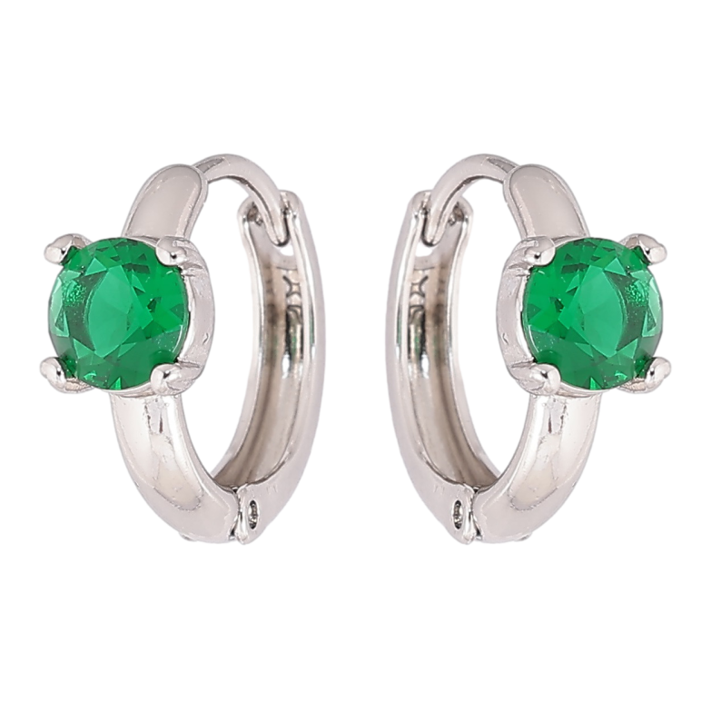 Сережки Xuping Родій колечка «Зелені кристали» фото №1