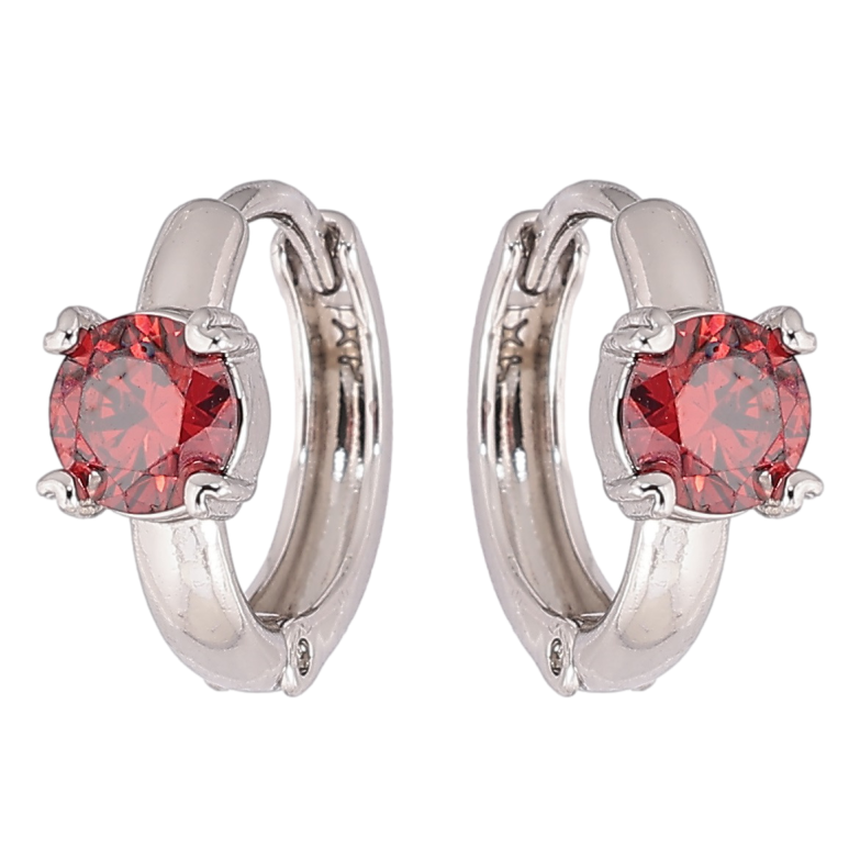 Сережки Xuping Родій колечка «Червоні кристали» фото №1