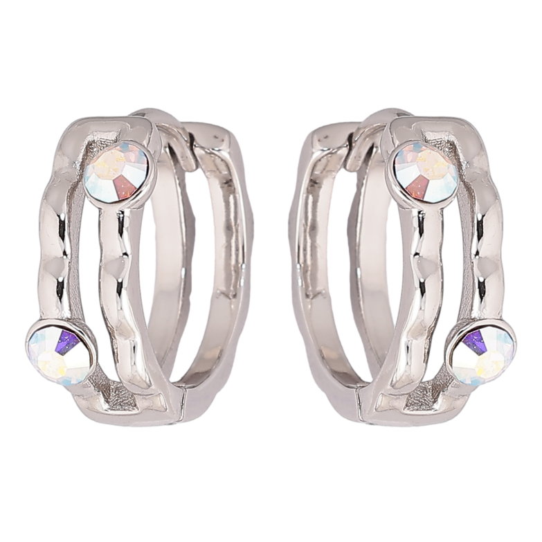 Сережки Xuping колір Родій з кристалами Swarovski колечка «Візерунок із кристалами АВ» фото №1