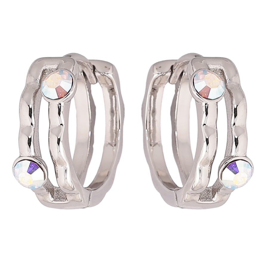 Сережки Xuping колір Родій з кристалами Swarovski колечка «Візерунок із кристалами АВ» фото №1