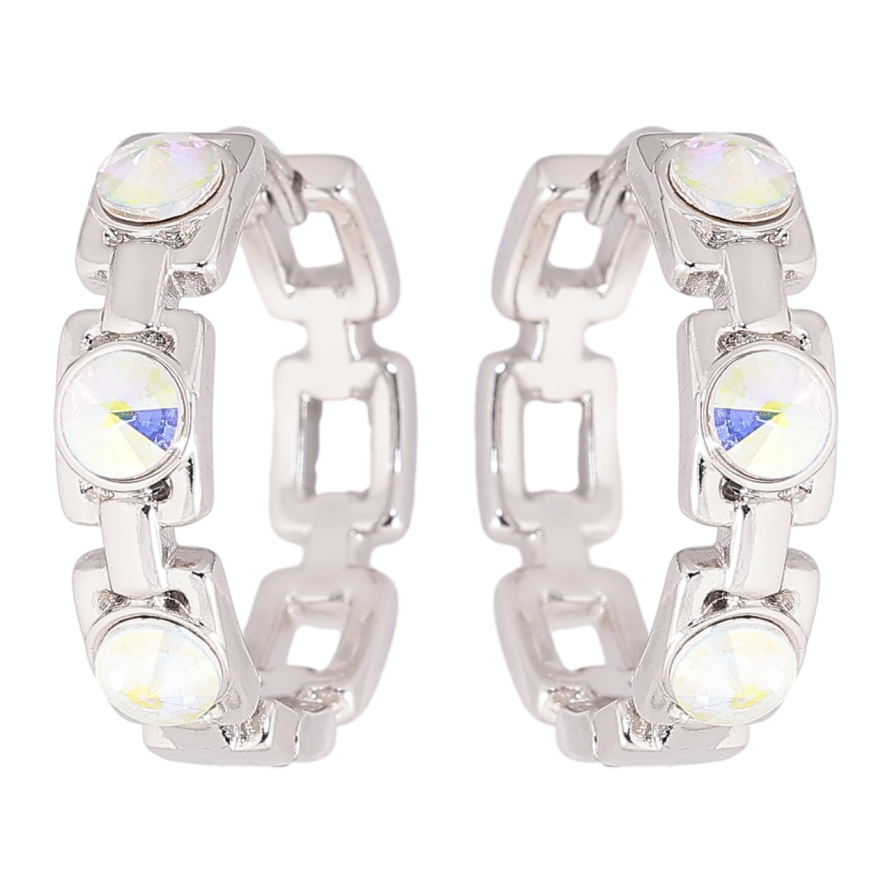 Сережки Xuping колір Родій з кристалами Swarovski колечка «Візерунок із кристалами AВ» фото №1