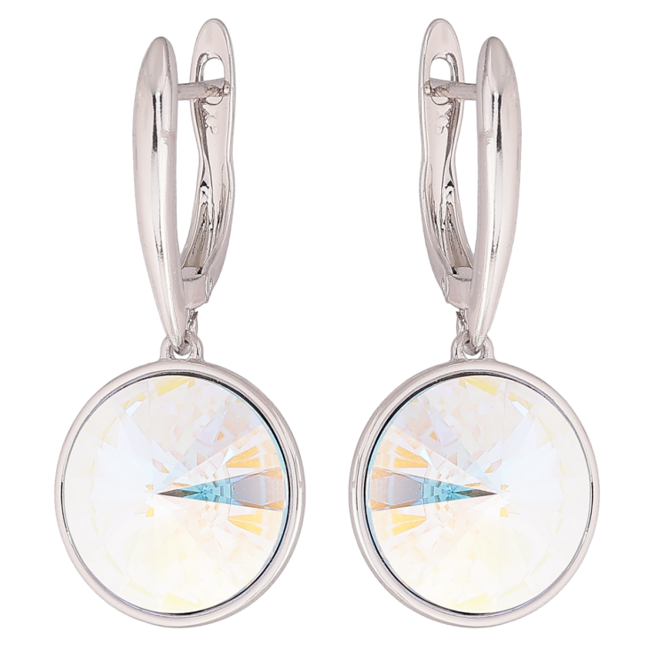 Сережки Xuping колір Родій з кристалами Swarovski англійський замок «Підвіски з кристалами АВ» ø 16мм фото №4