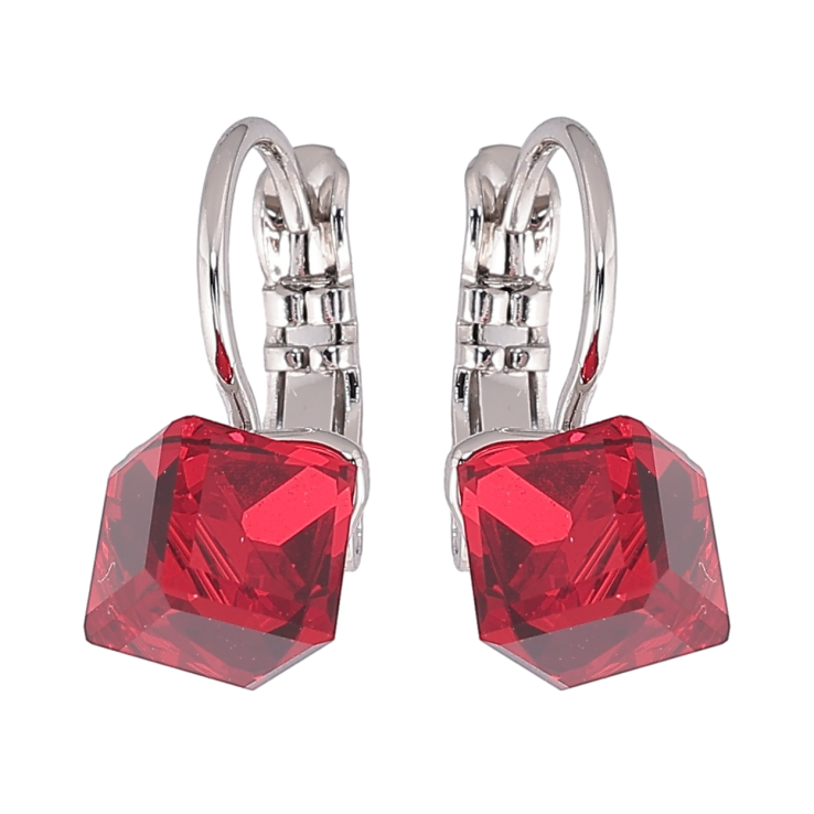 Сережки Xuping колір Родій з кристалами Swarovski французький замок «Кубики Siam» 6х6мм фото №16