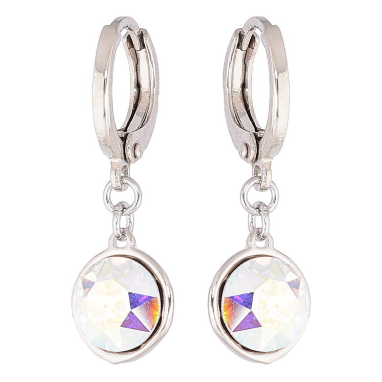 Серьги Xuping цвет Родий с кристаллами Swarovski подвески на колечках Кристаллы АВ ø 9мм фото №1