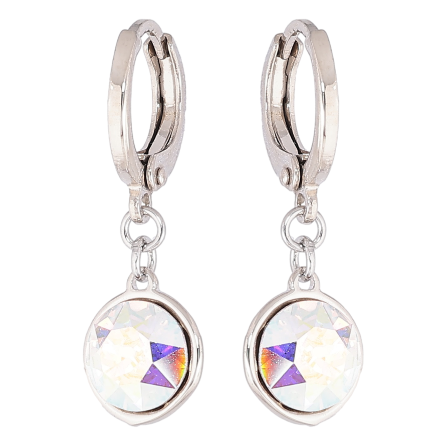 Серьги Xuping цвет Родий с кристаллами Swarovski подвески на колечках Кристаллы АВ ø 9мм фото №1