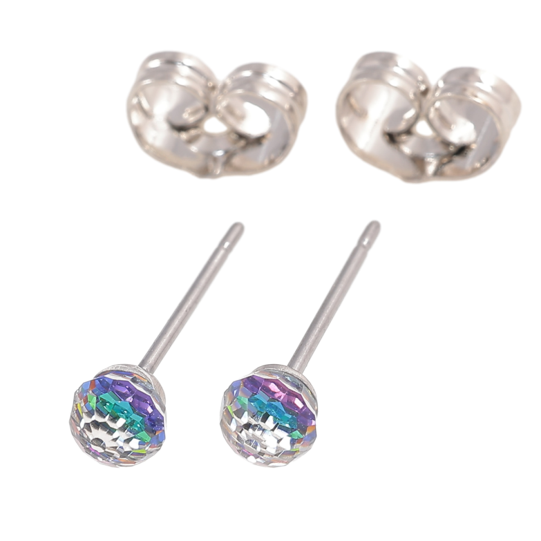 Сережки Xuping колір Родій з кристалами Swarovski пусети «Кульки Vitrail Medium» ø 4мм фото №1