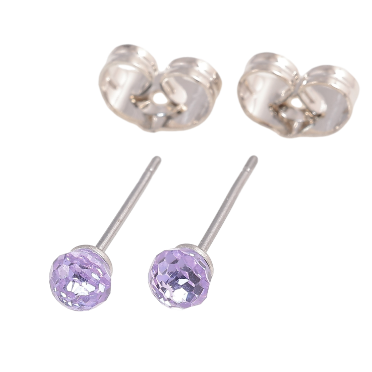 Сережки Xuping колір Родій з кристалами Swarovski пусети «Кульки Violet» ø 4мм фото №5