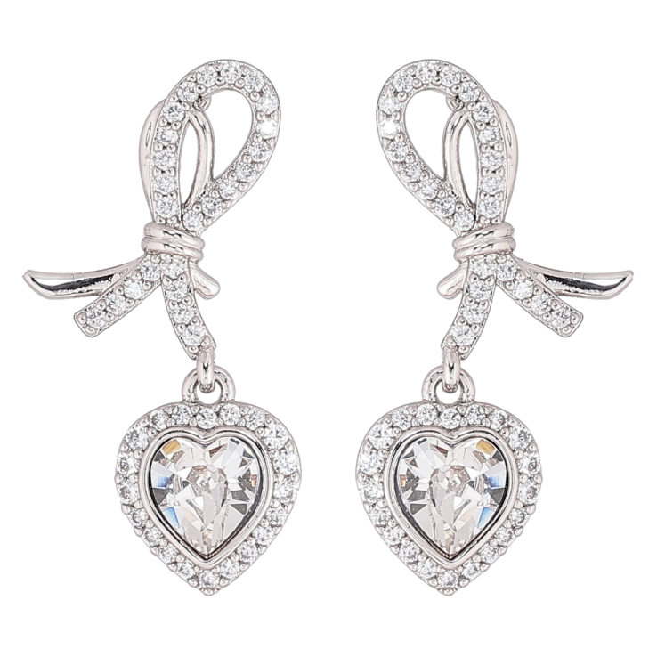 Сережки Xuping колір Родій з кристалами Swarovski пусети «Петельки з кришталевими сердечками Clear» фото №24